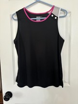 Women&#39;s Black &amp; Pink Lucky In Love Tennis Tank Top Sleeveless Shirt Size 16XL - £9.67 GBP