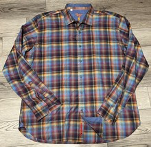 Luchiana Visconti Long Sleeve Button Down Multicolor Plaid XXL Embroidered - $22.24
