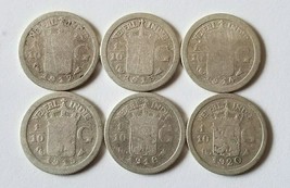 Netherlands Indies 6 Coin Lot Silver 1/10 Gulden 1912 -1920 Rare - £59.50 GBP