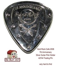 Hard Rock Cafe 2008 7th Silver Guitar Pick Holder 42744 Trading Pin - $24.95