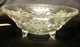 1760 Anchor Hocking Clear Early American Prescut Three Footed Bowl - £7.07 GBP
