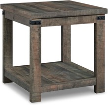 Signature Design By Ashley Hollum Rustic End Table With Shelf, Dark Brown - £112.02 GBP