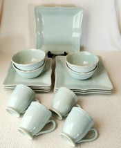Lenox French Pearl Bead Blue American By Design 16 Piece Set ~ Service For 4 - £110.78 GBP