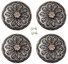 Set of 4 Screw Back Conchos Western Saddle Bridle 1-1/4&quot; Floral Engraved... - $455.59 MXN