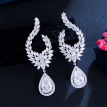 Luxury Shiny Water Drop Dangle Cubic Zirconia Long Earring for Women High Qualit - £20.38 GBP