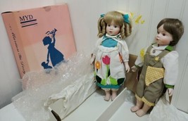 Nib Vtg Myd Marian Yu Design Porcelain Doll Set Twins Boy Girl 14” Tommy April - £26.36 GBP
