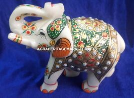 Marble White Elephant Hand Painted Art Sign Of Good Luck Home Patio Deco... - $115.70+