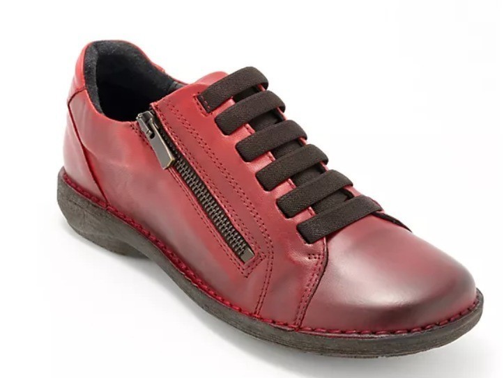 MIZ MOOZ WOMEN'S BUTTERY LEATHER SNEAKER LOOK SIDE ZIP RED  37EU / 7US  X-65 Item image 2