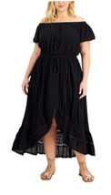 INC International Concepts Plus Size Off-The-Shoulder Striped Ruffled Dress - $32.45