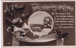 Postcard RPPC Hearty Christmas Greetings On The Wings Of Love - £3.10 GBP