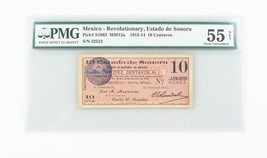 1913-1914 Mexico 10 Centavos AU-55 Filet Estado De Sonora Sur Uncirculat... - $300.19 CAD