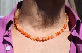 Genuine Carnelian Necklace Orange Mala Beads Natural Carnelian Crystal 8mm Beads - £26.37 GBP