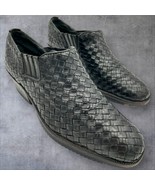 cole haan women&#39;s leather woven basket weave ankle booties size 6.5D black - $19.12 CAD