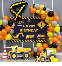 Construction number balloon large black yellow Birthday party boy 40 Inc... - £15.80 GBP