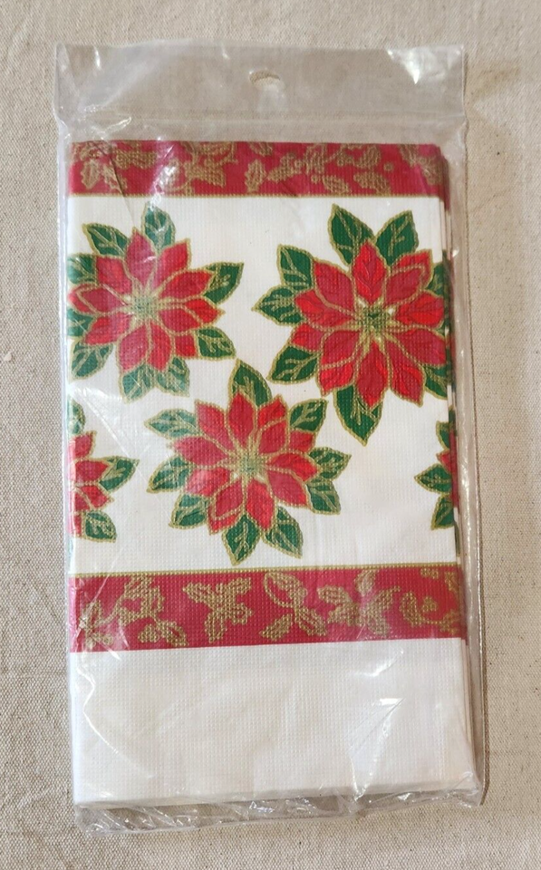 Vintage Christmas Party Creations Table cover Christmas Blossom 54X96&quot; - $11.30