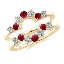 ANGARA Ruby and Diamond Sunburst Ring Wrap for Women, Girls in 14K Solid Gold - £1,059.02 GBP