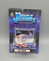 Muscle Machines '67 Nova Diecast Car 1/64 Red, White, Blue American Flag 02-82 - £14.45 GBP