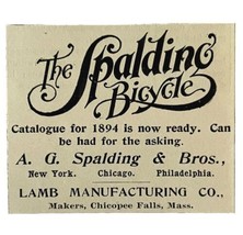 Spalding Bicycles 1894 Advertisement Victorian LB Manufacturing Bikes #1... - $12.50