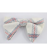 Vintage 50s 60s Rockabilly Linen Plaid Clip On Bow Tie Wedding Neck Tie USA - $19.75