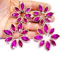 Rhinestone PIERCED Earrings, Chandelier Drop Earrings, Hot Pink Pageant Earrings - £40.27 GBP