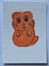 ACEO Original Art Orange Hamster Acrylic and Ink Painting - $5.00