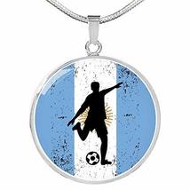 Express Your Love Gifts Argentina Flag Futbol Soccer Circle Pendant Stainless St - £55.35 GBP
