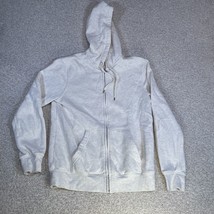 H &amp; M Basic Men&#39;s Small Light Gray Off White Full Zip Hoodie With Pockets - $19.99