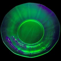 Uranium Glass Bowl, 7 1/4&quot; wide, simple subtle ribbed pattern - $18.98