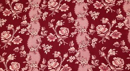 WAVERLY COVEWOOD RED FLORAL SCOTHGUARD FINISH MULTI USE FABRIC 9 YARDS 54&quot;W - £62.36 GBP