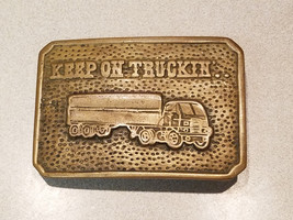 Keep On Truckin Marked Solid Brass 564 Taiwan Men&#39;s Belt Buckle - £14.70 GBP