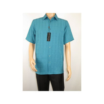 Men Short Sleeve Sport Shirt by BASSIRI Light Weight Soft Microfiber 60081 Teal image 2