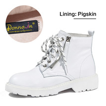 Fashion Warm Snow Boots Platform Side Zip Lace Up Boots Genuine Leather Boots Au - £92.43 GBP