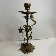 Stunning Ornate Brass Metal Flower Spiral Winding Candlestick Candle Holder 11” - $45.99