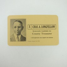 Political Campaign Election Card Darke County Ohio Charles A. Longfellow 1934 - £23.44 GBP