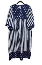 Vintage Striped Polka Dot A-Line Dress Tent Kaftan Housedress Muumuu Mum... - $30.97