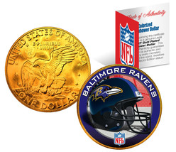 BALTIMORE RAVENS NFL 24K Gold Plated IKE Dollar US Coin * OFFICIALLY LIC... - £7.43 GBP
