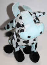 Kuddle Me Toys Cow 12&quot; Light Blue Silky Smooth Plush Black Spots Horns Soft Toy - £15.20 GBP