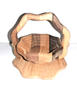 Collapsible Wooden Oak Basket Well Made 5.5 Inch Trivet - $21.49