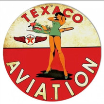 Retro Texaco aviation plane oil gas Warhawk pinup girl steel metal sign - £71.12 GBP