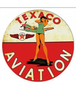 Retro Texaco aviation plane oil gas Warhawk pinup girl steel metal sign - £71.23 GBP