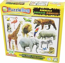 PuzzleBUG 24 Piece Puzzle Learning Animals English, French & Spanish New - $4.79