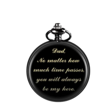 Pocket Watch with Chain &quot;Dad, No matter how much time passes, you will...&quot; NEW - £32.11 GBP