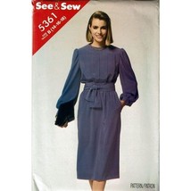 Butterick See and Sew Sewing Pattern 5361 Pullover Dress Waist Tie Misses Size 1 - $8.96