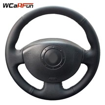 Black Leather Car Steering Wheel Cover for Renault Megane 2 2003-2008 Ka... - $28.99