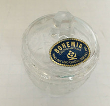 Vintage hand cut lead crystal Bohemia Czech art glass small glass container lid - £19.68 GBP