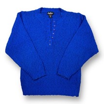 Vintage 90s Headliners Sport Blue Knit Textured Button Sweater Medium - £23.67 GBP