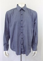 Tasso Elba Men&#39;s Size 17 - 17 1/2 Blue Long Sleeve Button Up Cotton Dres... - $7.92