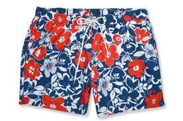 Brooks Brothers Blue Red Floral Print 5&quot; Montauk Swim Trunk Shorts, XL B... - $78.71