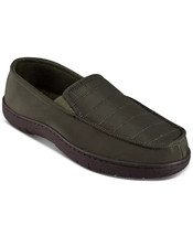Haggar Men&#39;s Quilted Fleece-Lined Venetian House Slippers in Olive-XL 11-12 - £18.87 GBP