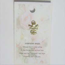 Sympathy Angel Pin Gold brooch hatpin lapel Crystal - $3.95